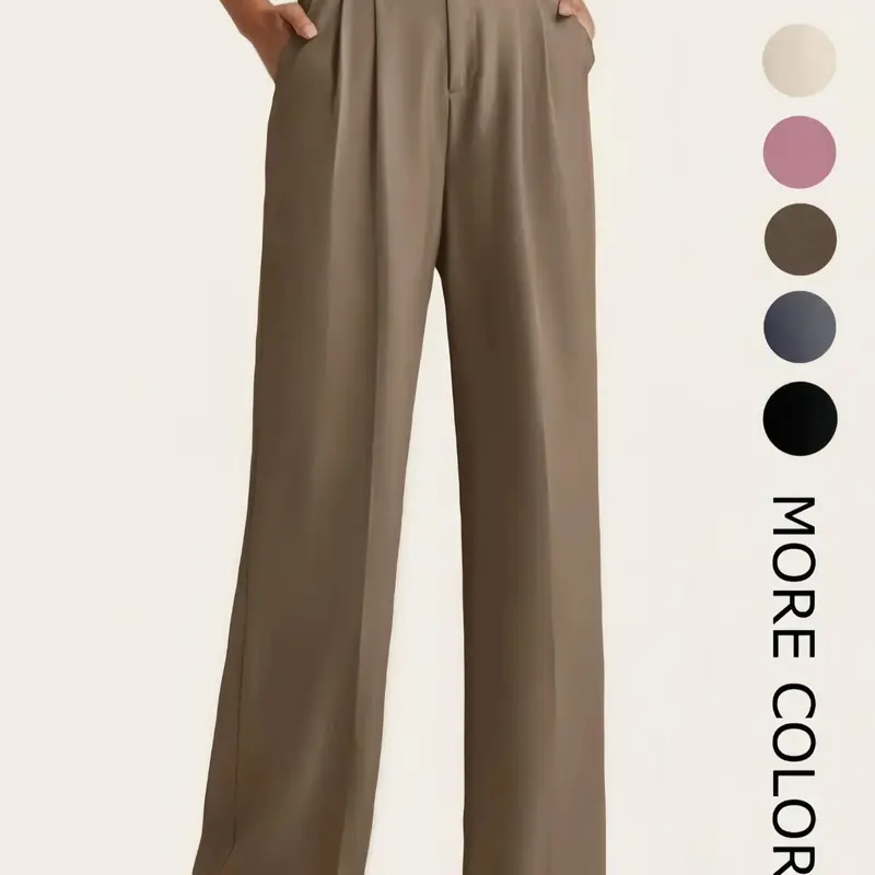 Women's Solid Pocket Pants, Comfortable Trousers, Minimalist Trousers for Work Office Daily Wear, Women's Bottoms for All Seasons, Fashion Pants, Casual Chic Bottoms, Casual Comfy Pants, Casual Style Bottoms
