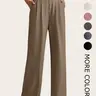 Women's Solid Pocket Pants, Comfortable Trousers, Minimalist Trousers for Work Office Daily Wear, Women's Bottoms for All Seasons, Fashion Pants, Casual Chic Bottoms, Casual Comfy Pants, Casual Style Bottoms