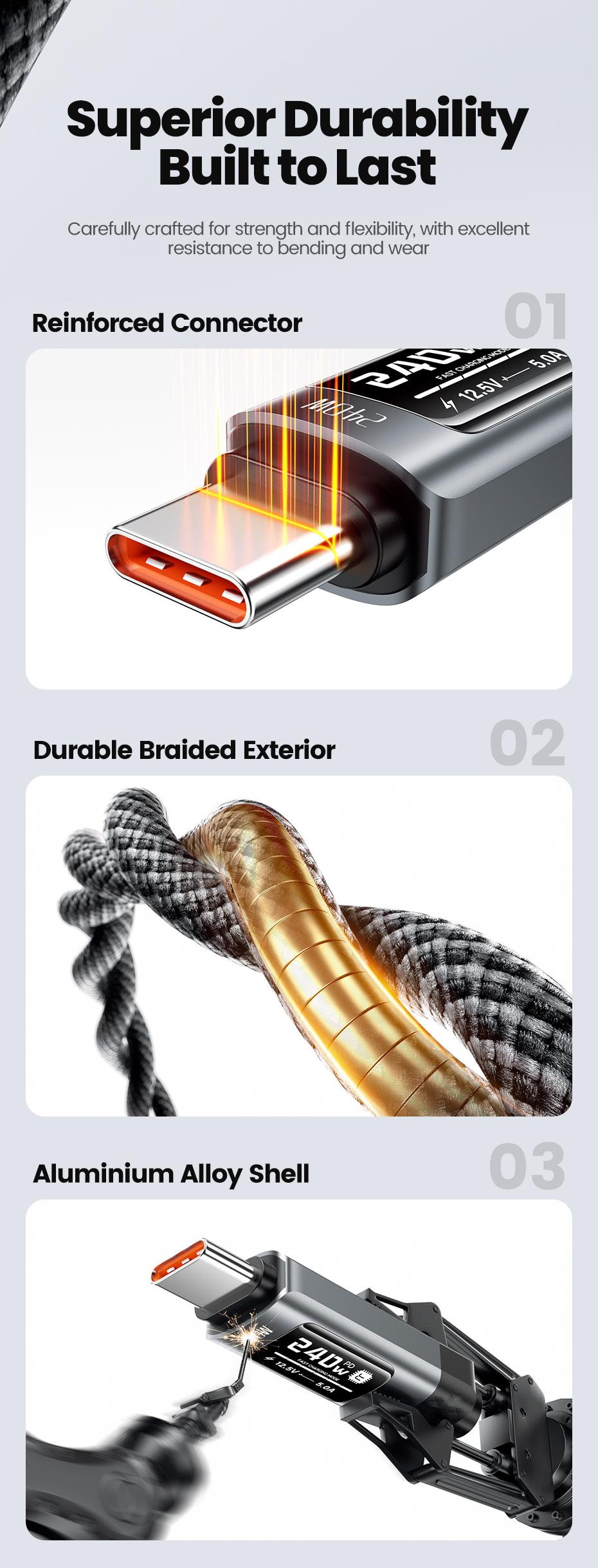 Toocki 240W Super Fast Charging USB C To USB C Cable Smart OLED Digital Display Type C Cable PD 3.1 SFC 2.0 Fast Charge For iPhone 17 16 15 Pro MAX Macbook Airpods Samsung S24 Xiaomi Toocki 240W Super Fast Charging USB C To USB C Cable Smart OLED Digital Display Type C Cable PD 3.1 SFC 2.0 Fast Charge For iPhone 17 16 15 Pro MAX Macbook Airpods Samsung S24 Xiaomi