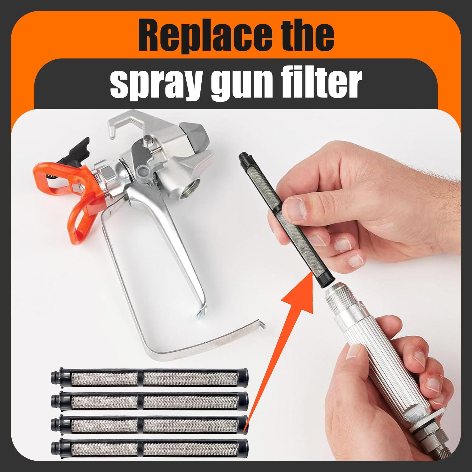 246385 246384 287032 Filter Set for Graco 390 395 490 495 595 3400 Sprayer – Stainless Steel Paint Sprayer Replacement Filters for Pump, Gun & Suction Tube