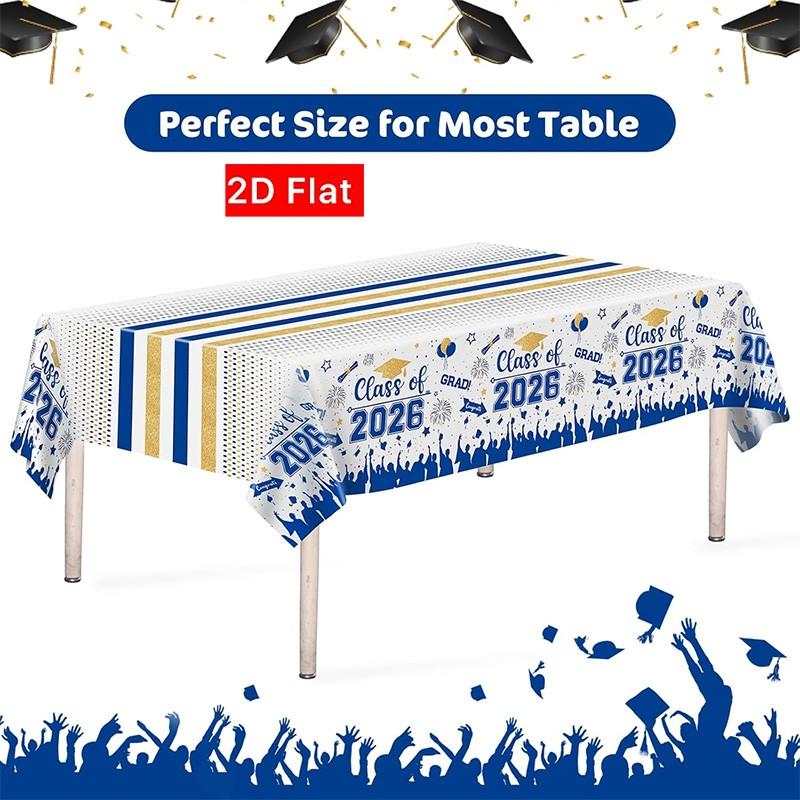 2D Flat Party Tablecloth 1pc, Graduation Ceremony Decor, No Power Needed, Perfect for 2026 Graduation Parties, Event Supplies