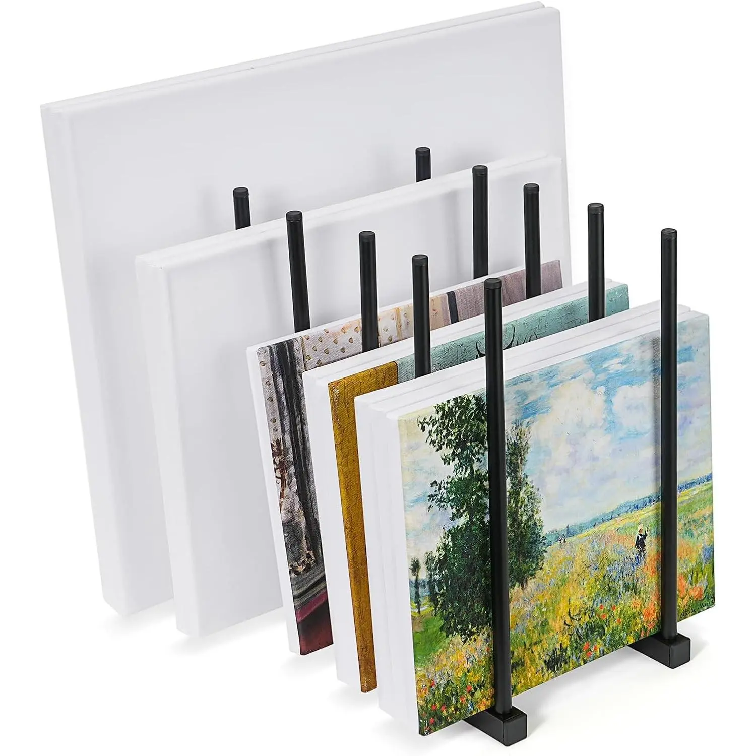 Art Storage Rack Painting Canvas Storage Rack for Display, Metal Drawing Printing Rack for Canvas Frames, Black