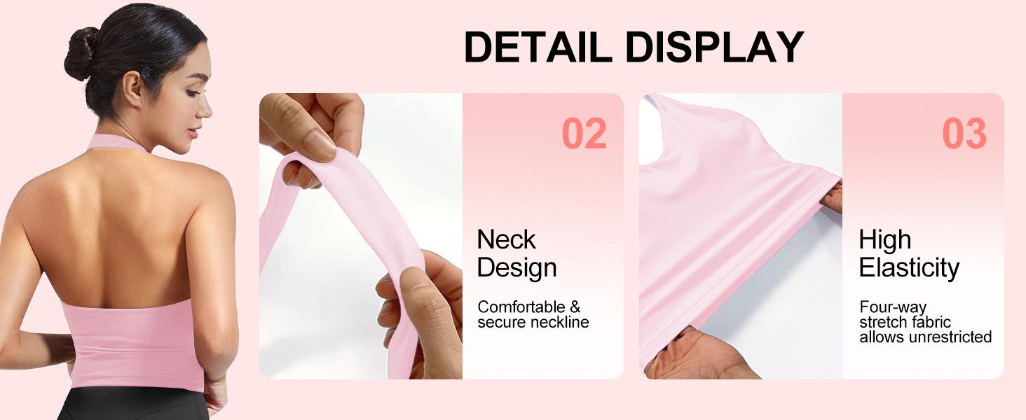 Jetjoy Workout Sets for Women 2 Piece, Workout Sets for Women 2 Piece Gym Outfits Seamless Longline Halter Backless Crop Top Scrunch Bum Shorts Tracksuit  Women's 2 Piece Workout Set Backless Halter Top & Scrunch Butt Lift Shorts Seamless Sporty Clothes S