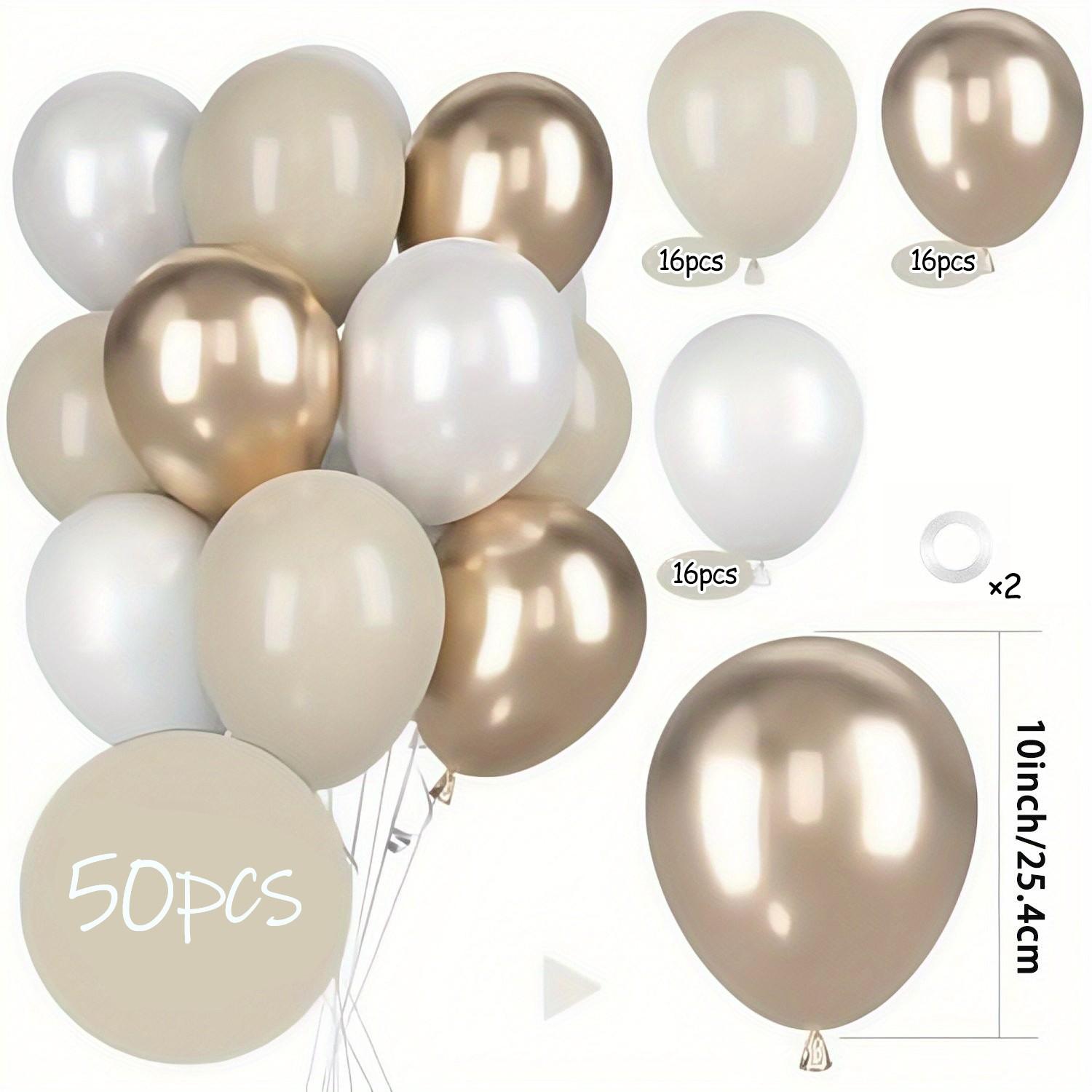 A set of 50 nude, champagne gold, pearl white, and apricot balloons, measuring 25.4 centimeters, is perfect for bohemian weddings, birthday celebrations, bridal gifts, and party decorations.