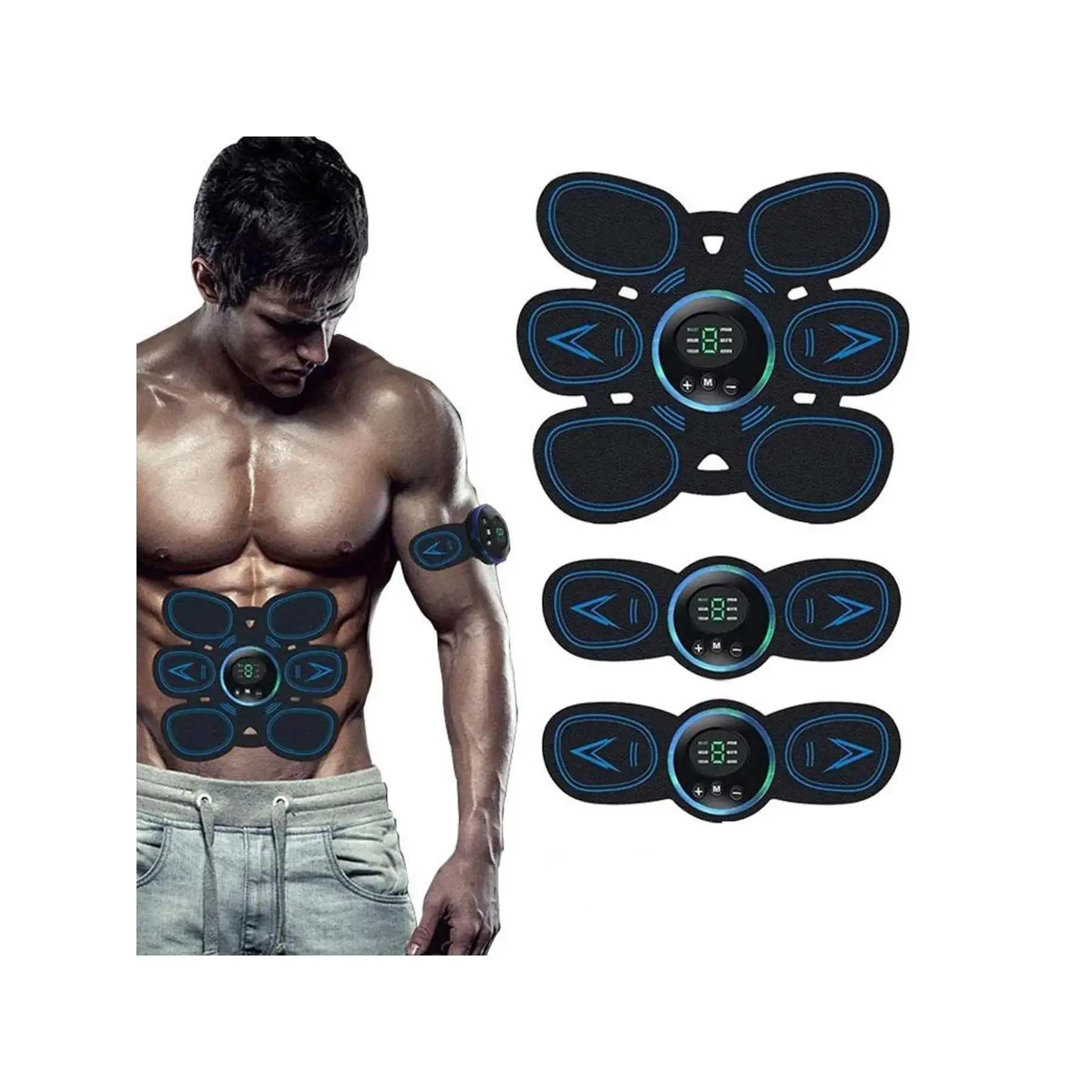 YYT1 Wireless Muscle Trainer Set, 3-Piece Abdominal Workout Equipment, Multifunctional Fitness Tools Men & Women, Ideal Beginners, Muscle Stimulator, Workout Enhancer, Gym Enhancer