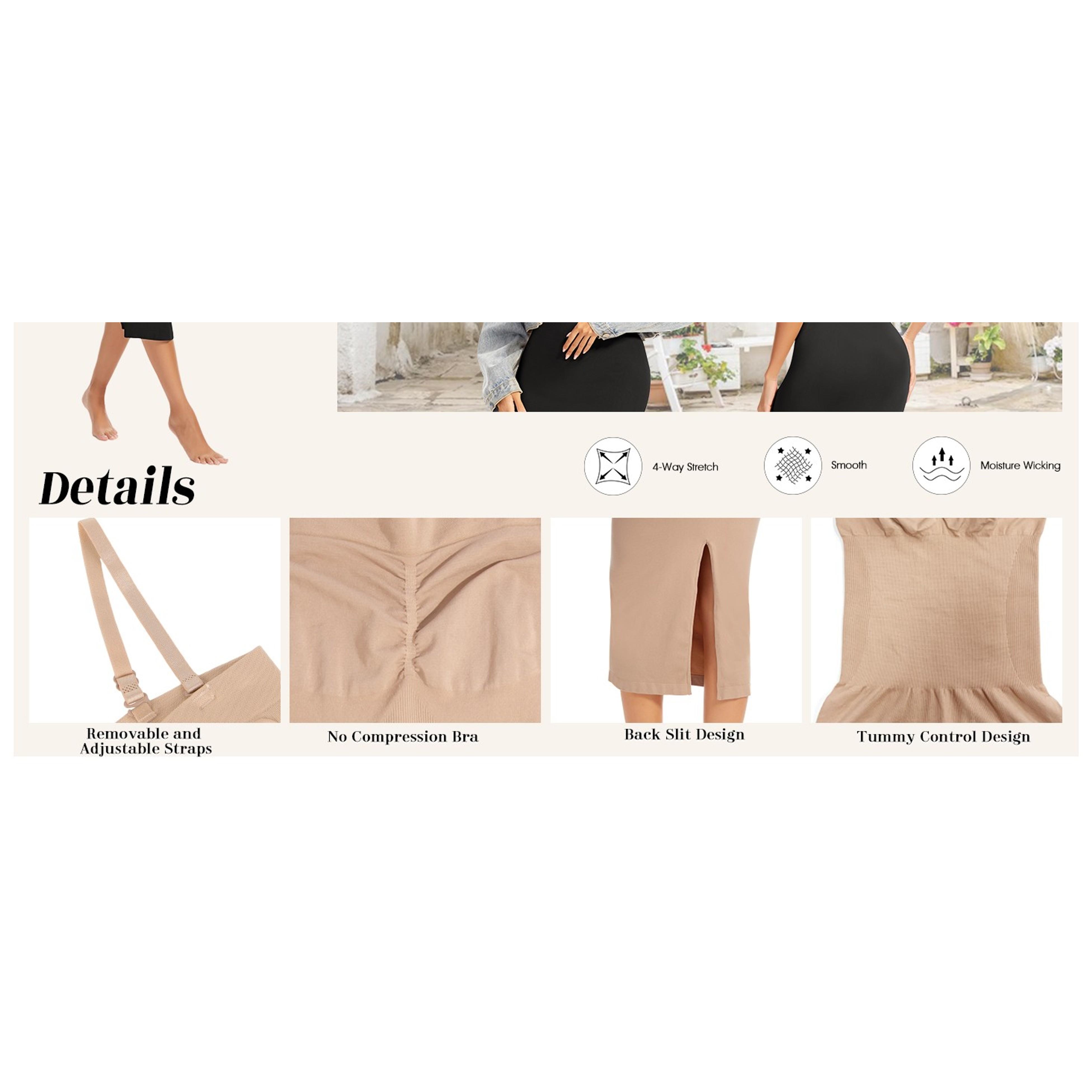 Slip Dress for Women Full Slip for Under Dresses Shapewear Tummy Control Long Slip with Back Slit
