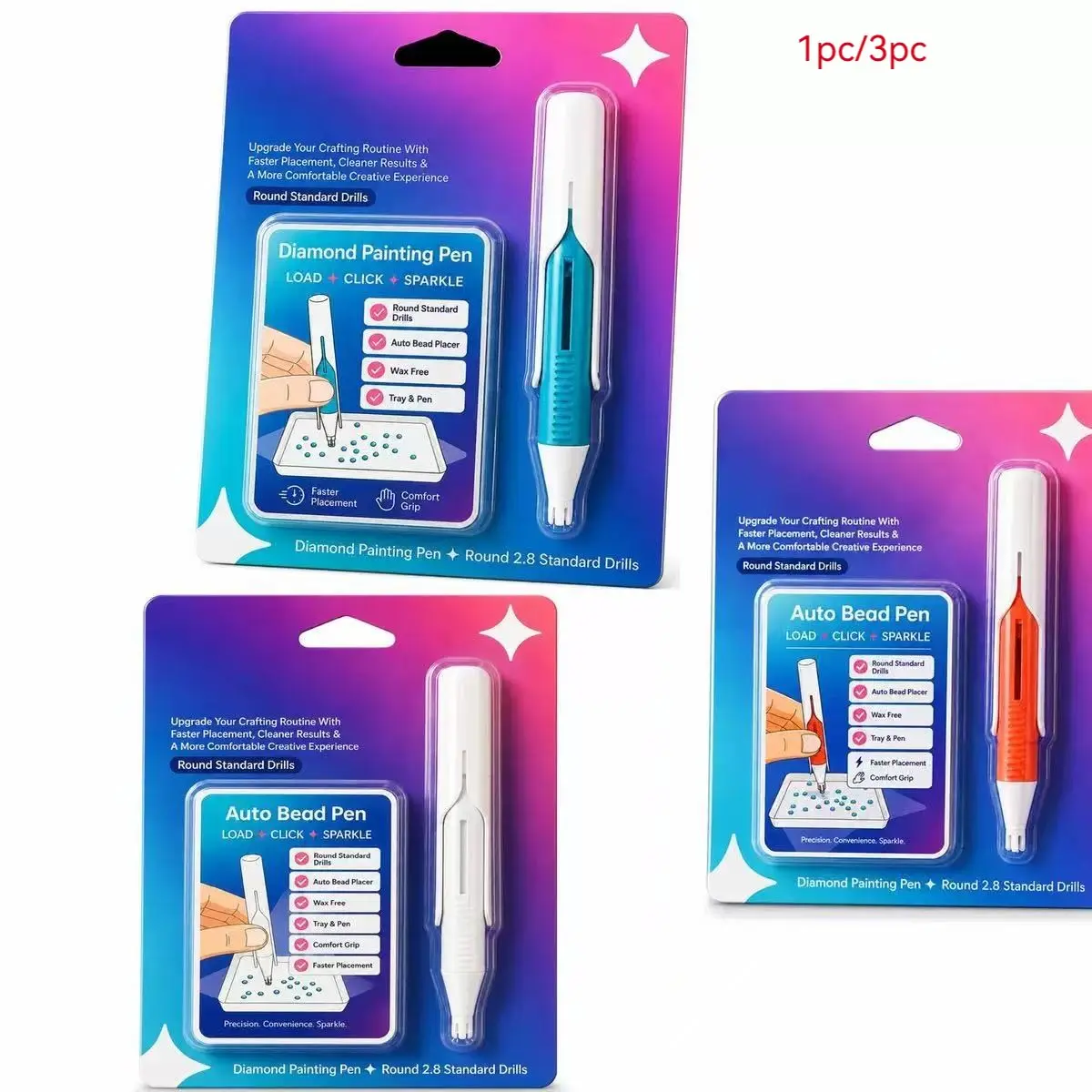 Automatic Diamond Painting Pen, Self-Adjusting Design for Precise Application, Ideal for DIY Craft Projects, Durable Construction