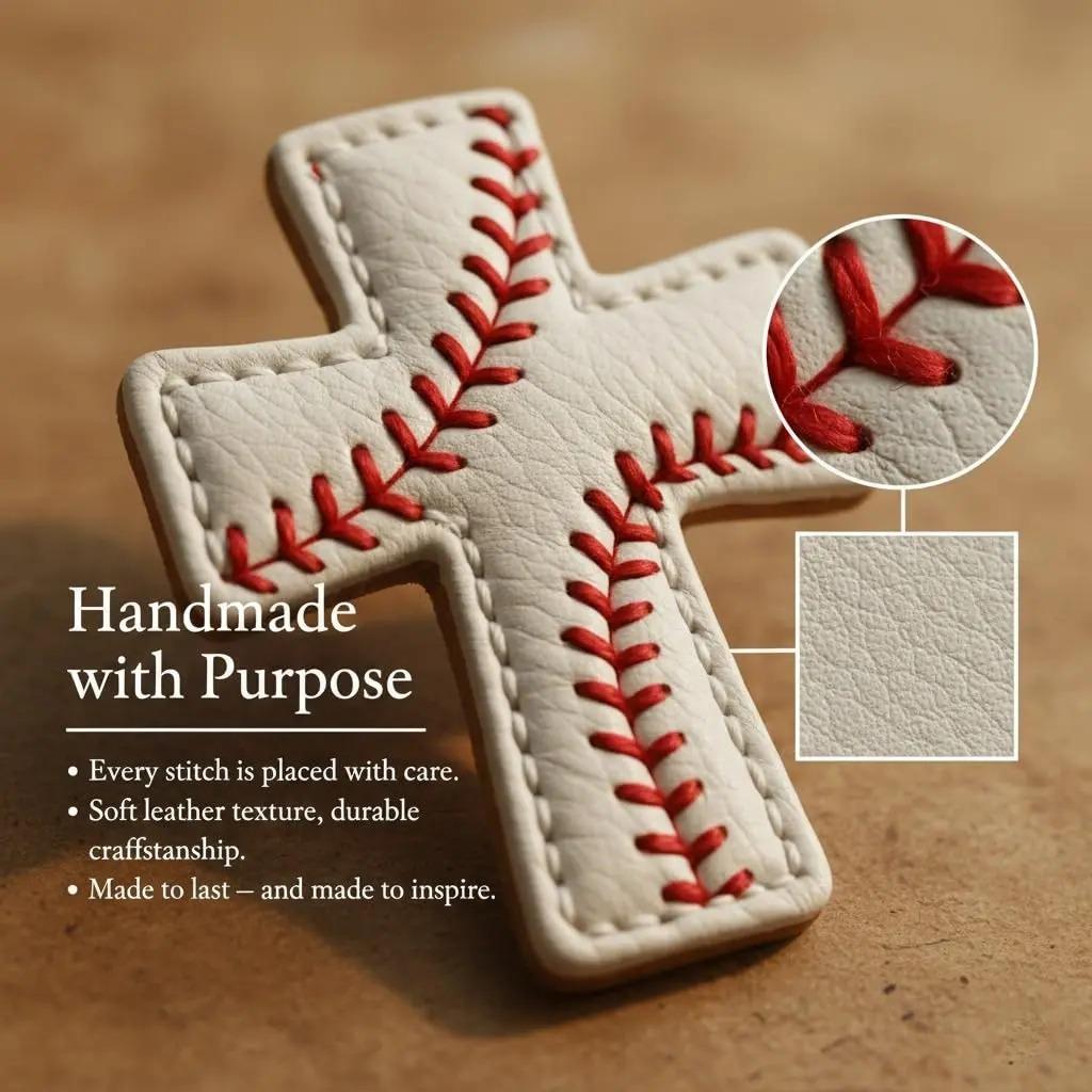 1 Pc Pocket Blessing – Baseball Cross Edition, Handmade Baseball Cross Pocket Blessing with Verse Card, Compact Size Christian Faith Gift for Athletes, Inspirational Sports Keepsake for Players and Coaches