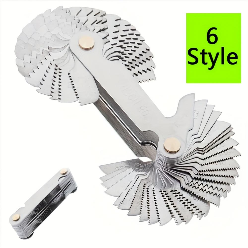 6 Style Alloy Thread Gauge – Dual Metric & Imperial Thread Checker,Handheld Nut and Bolt Identifier,Precision Thread Measurement Tool with Ergonomic Grip,Durable Alloy for Mechanical,Industrial,and DIY Use,Accurate Thread Size Gauge