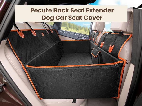 Pecute Dog Car Back Seat Extender - Zippered Fabric Cover, Impact Foam, Hard Bottom, Waterproof Backseat Protector, 400lbs Capacity, Machine Washable, Versatile Pet Travel Car Accessories,back to school
