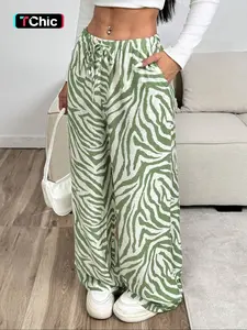 Women's Fashion Animal Zebra Print Wide Leg Pants Summer Pants Wide Pants Wide Leg Pants Woman Boho Pants