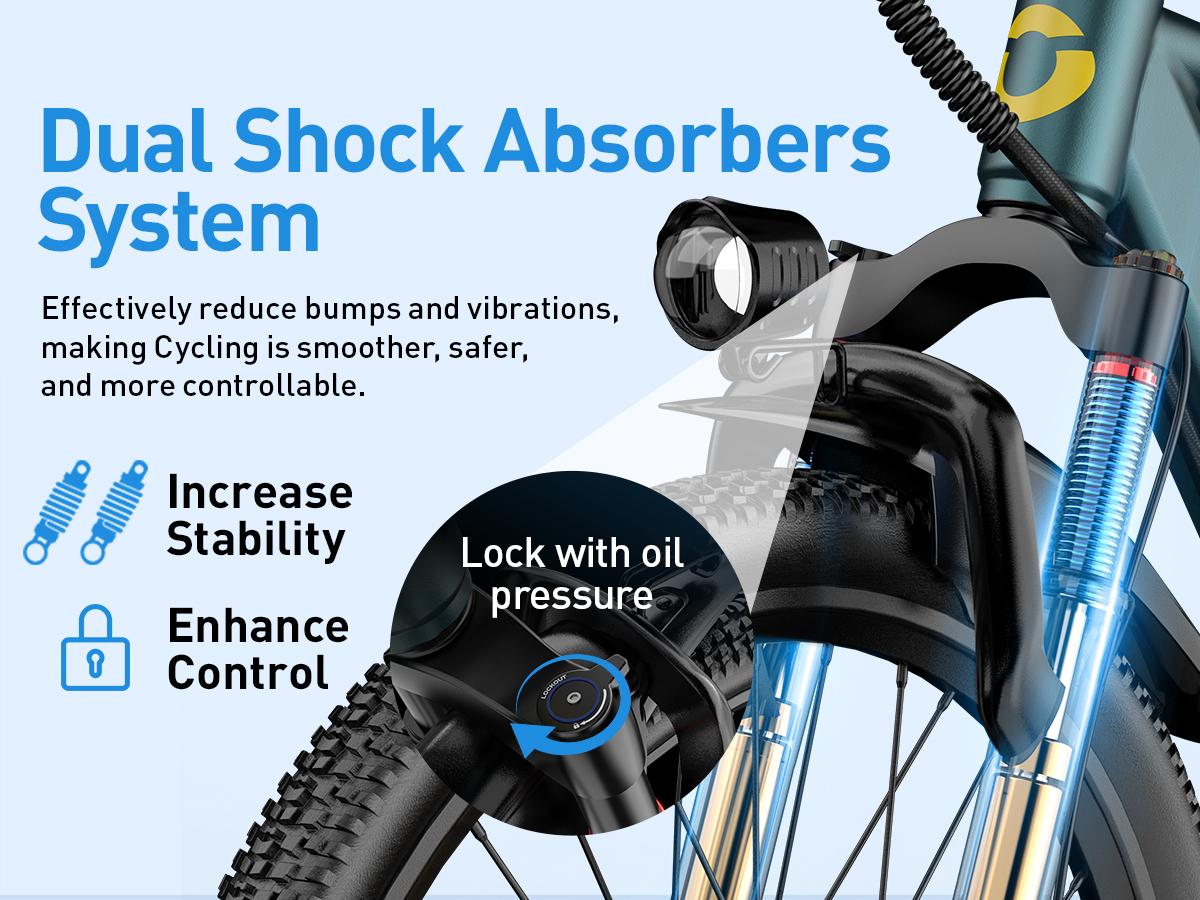 Aairsk GT300 Electric Bike 26"/24" 25 mph 10Ah Battery 750W Peak Motor 21 Speeds Dual Suspension 40 Miles Range Pedal Assist Full Suspension Commuter Ebike Adjustable Seat Gift for Father's Day Travel Outdoor