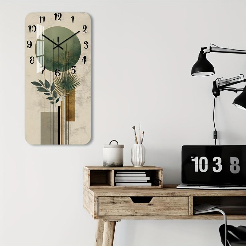 1 piece modern silent non-ticking wall clock - Decorative Clock with Acrylic rectangular dial with high-definition glossy coating and plant wood grain design, suitable for bedroom, entryway - Minimalist decoration, no batteries/installation required