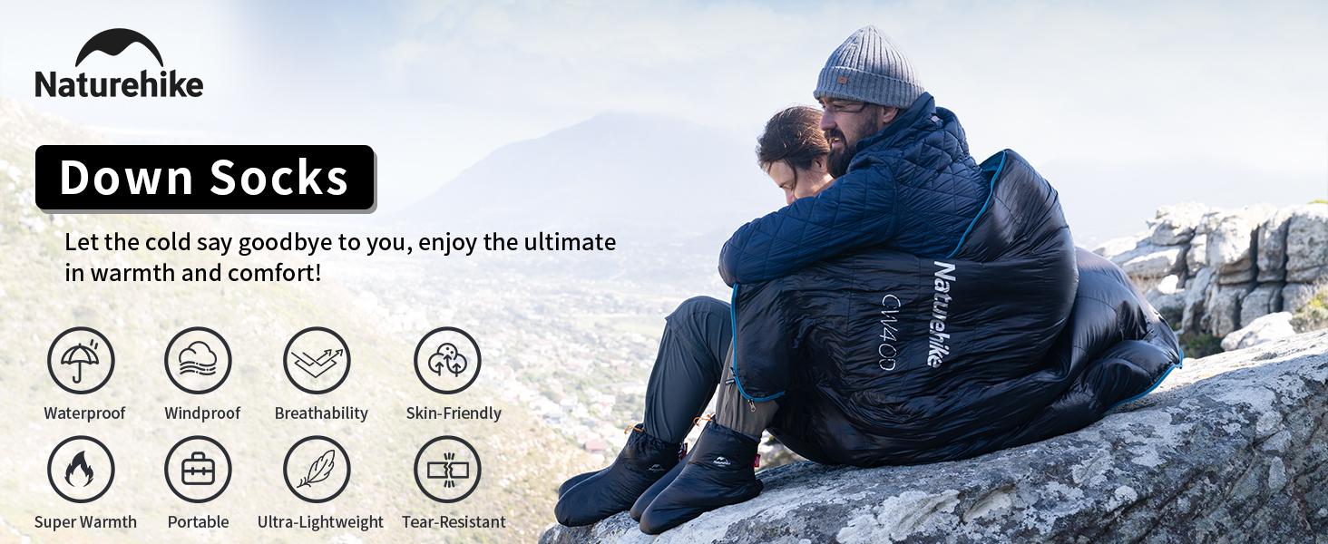 Naturehike Down Booties for Men and Women - Ultralight Winter Warm Socks, Camping Foot Warmer for Backpacking and Outdoor Adventures FathersDayGift