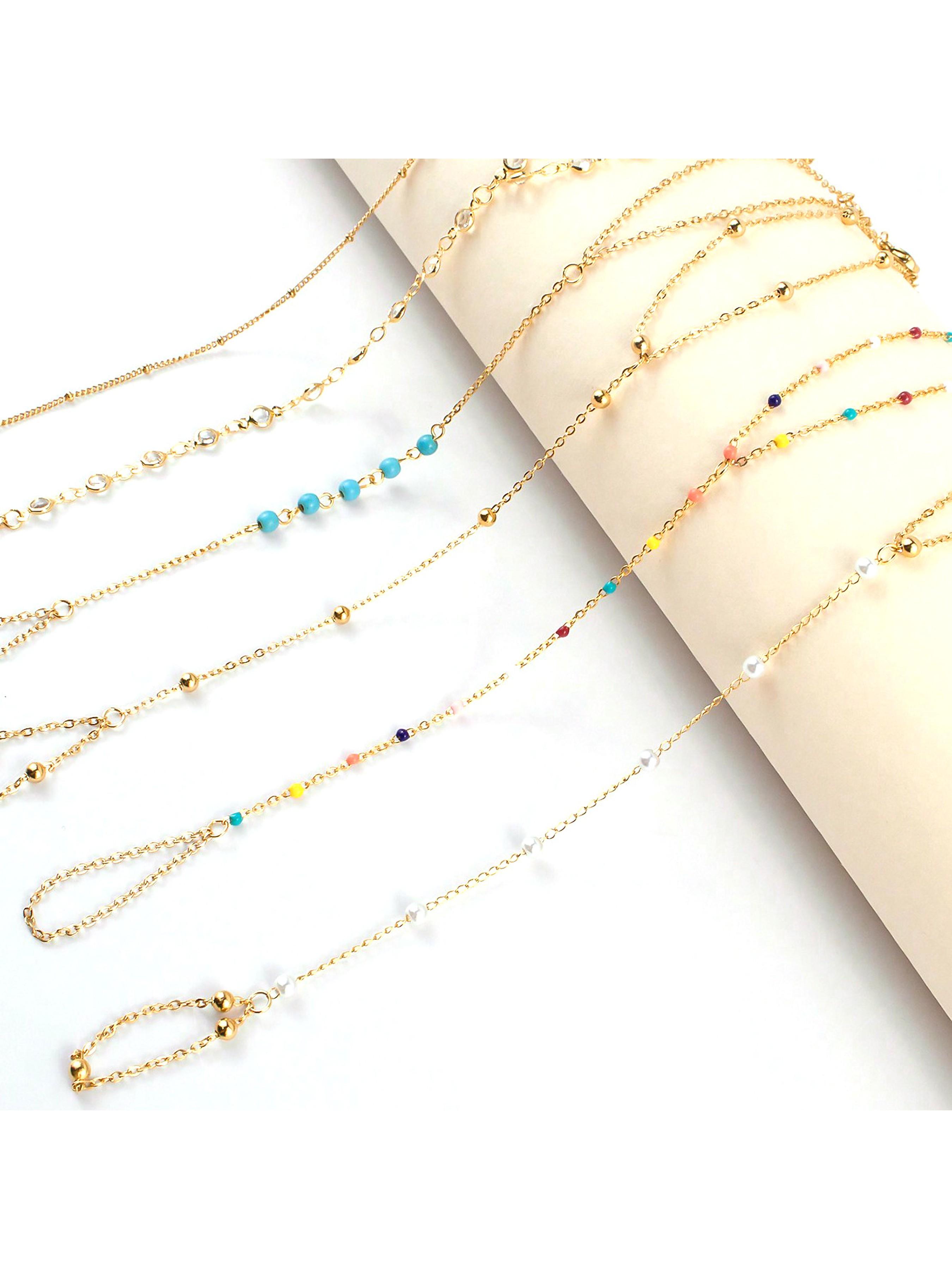 Women's Boho Minimalist Jewelry Set, Stainless Steel & Crystal Beads Design, Ideal Gift for Beach Vacation Music Festivals Parties