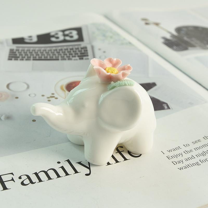 Cute Ceramic Elephant Incense Holder, Handcrafted Floral Incense Burner for Sticks, Aesthetic Cute Room Decor for Yoga Meditation, Boho Desk Decor, Spiritual Gift for Relaxation, Lucky Elephant Home Decor