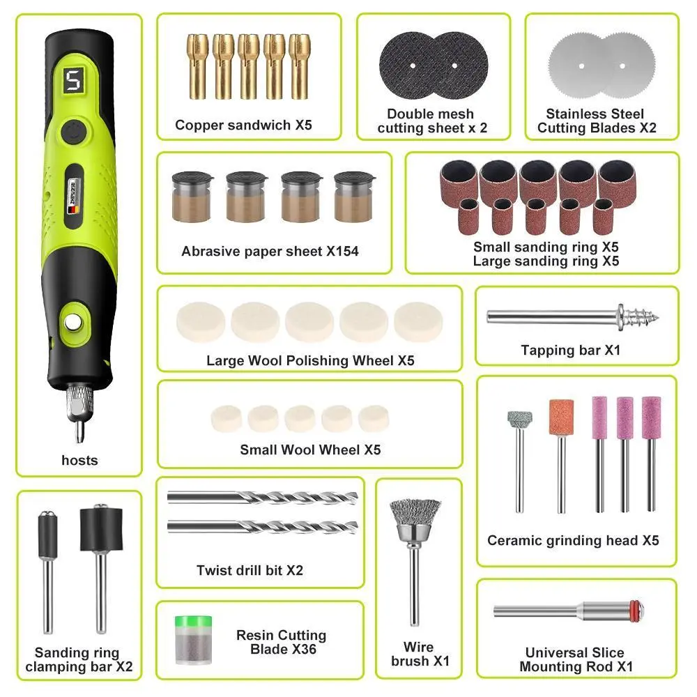 【BackToSchool】Compact Cordless Mini Rotary Tool Kit with 231 Accessories,5‑Speed (5000‑18000RPM) Rechargeable Wireless Drill Set,USB‑Powered Polisher for Sanding,Carving,Jewelry Making,Resin Crafts,Pen Grip,Jade Working,Rust Removal