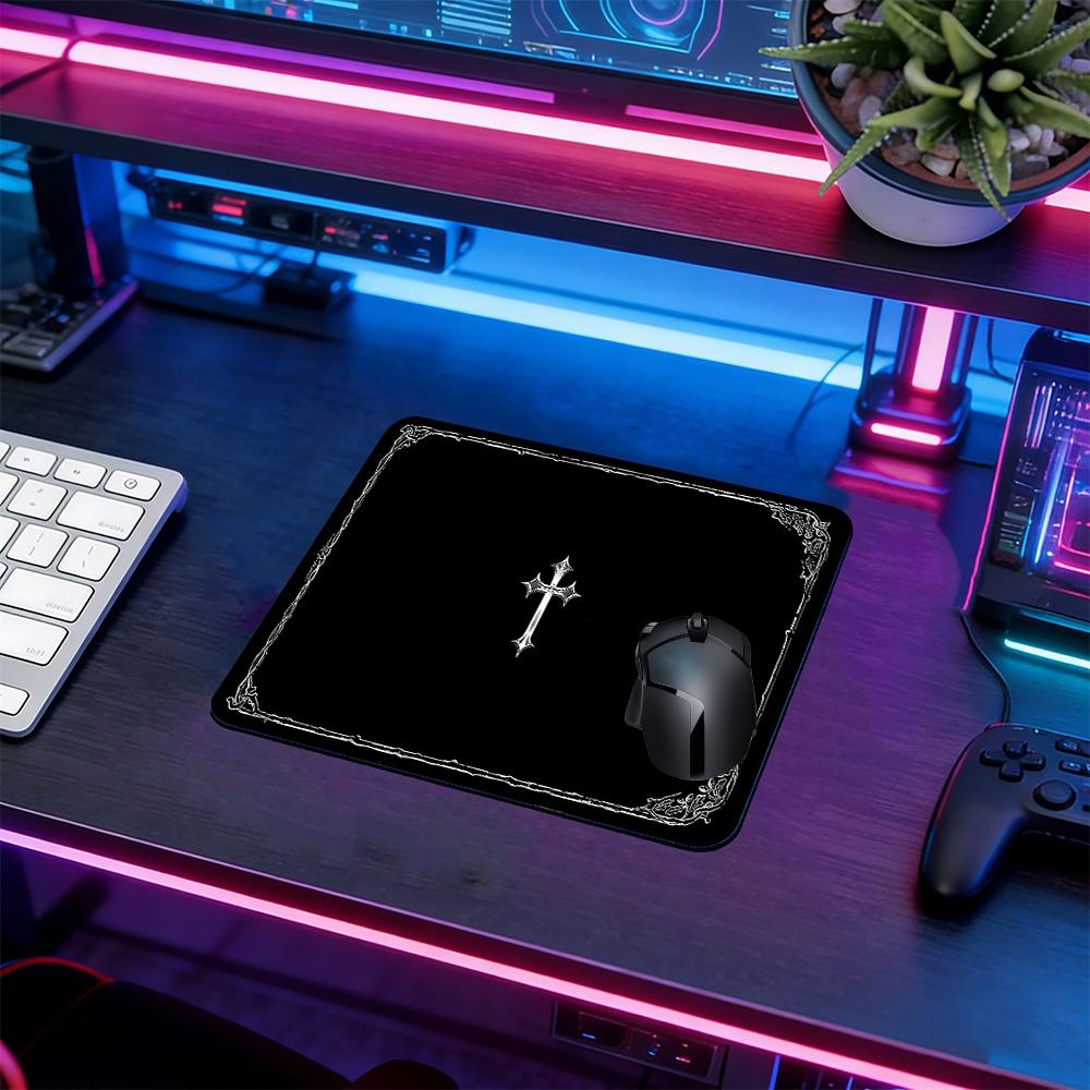 Dark Occult Cross Theme Large Extended Gaming Mouse Pad, Non-Slip Rubber Base Stitched Lock Edge, Intricate Frame Art Desk Mat, Durable PC & Laptop Accessory for Home/Office, Great Gift for Alt Aesthetic Fans, Computer Mouse Pad, Mousepad Dark Occult Cross Theme Large Extended Gaming Mouse Pad, Non-Slip Rubber Base Stitched Lock Edge, Intricate Frame Art Desk Mat, Durable PC & Laptop Accessory for Home/Office, Great Gift for Alt Aesthetic Fans, Computer Mouse Pad, Mousepad