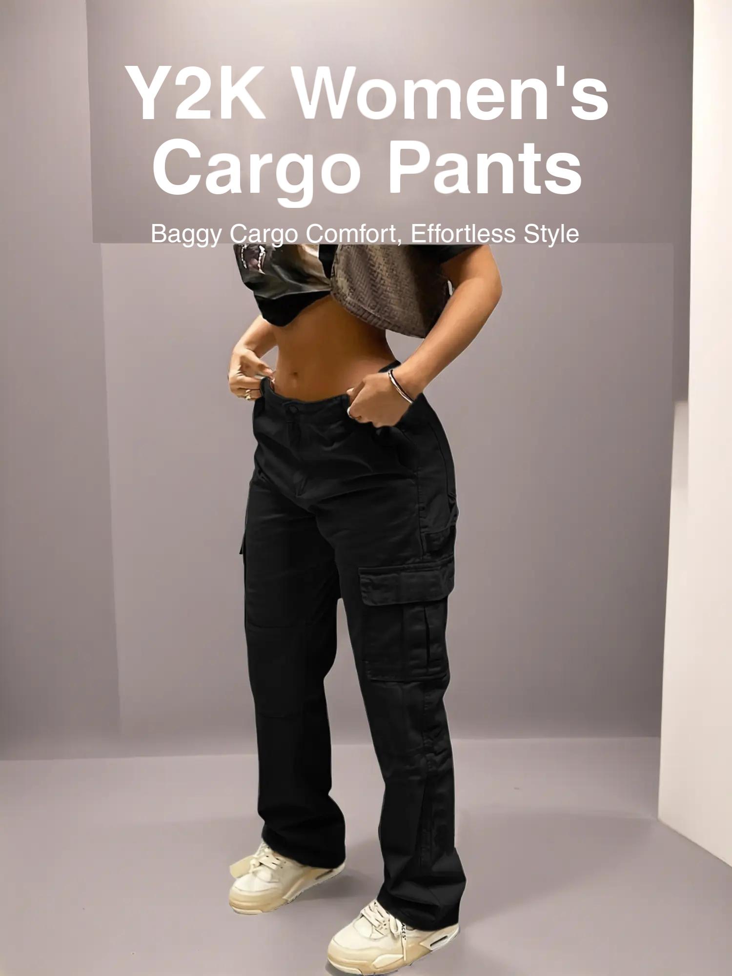 GILIPUR Y2K Women's Solid Multiple Pockets Cargo Pants, Casual Fashion Trousers, Comfort Basic Streetwear Trousers For Daily Wear, Going Out Bottoms, Autumn And Winter Women's Baggy Clothing, Casual Outdoor Trouser