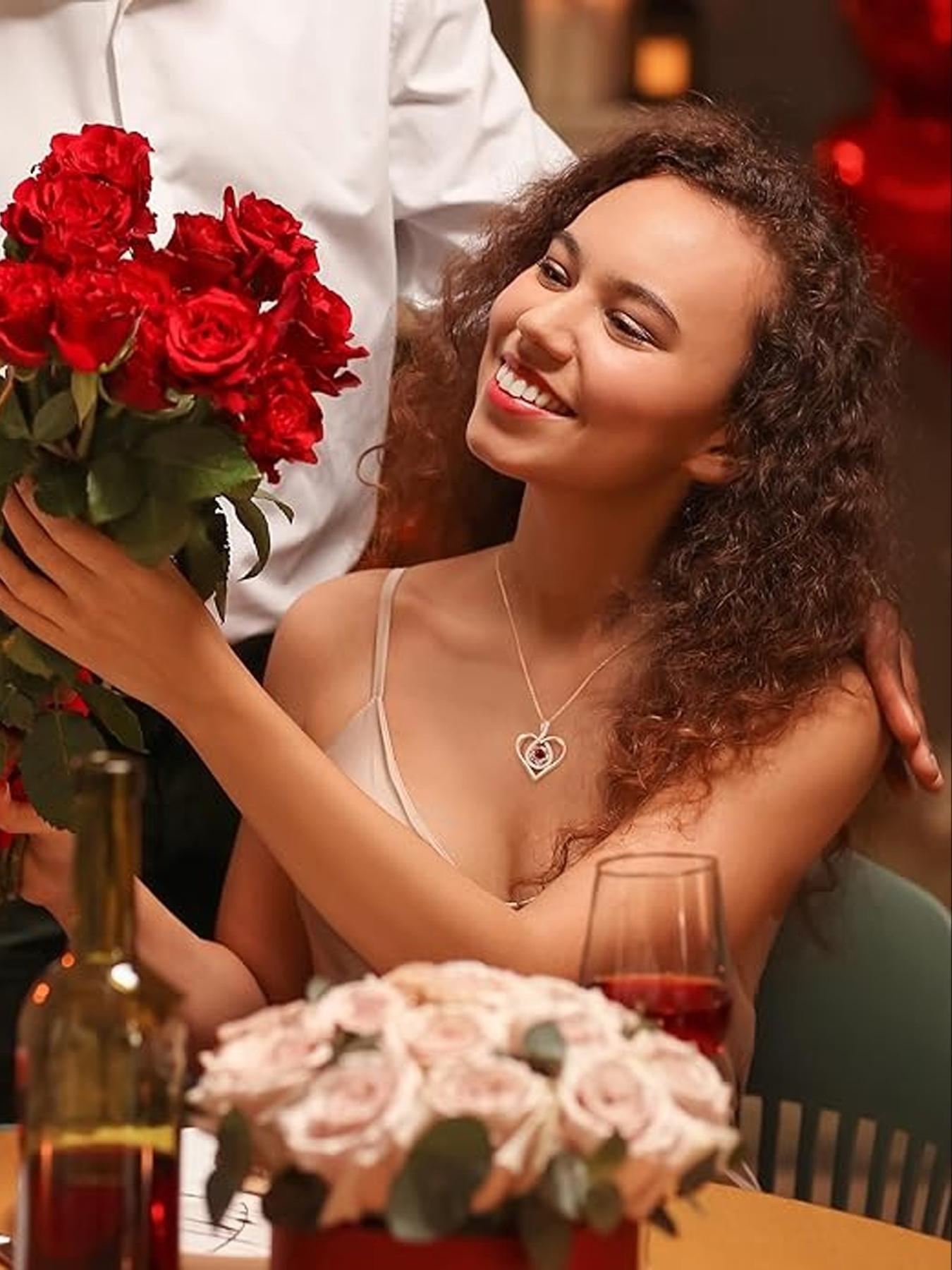 Romantic Teddy Bear with Preserved Rose and Necklace, Real Rose in Elegant Gift Box for Women, Bear Roses Gifts for Valentine's Day,Weddings,Mother's Day,Anniversary,Birthday,Christmas,