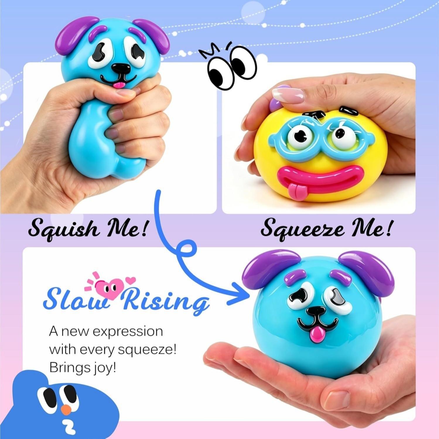 Cute Squishy Stress Relief Toy, Soft Squeeze Sensory Fidget Play Ball, Funny Face Anxiety Relief, Desk Toy Gift for Kids & Adults