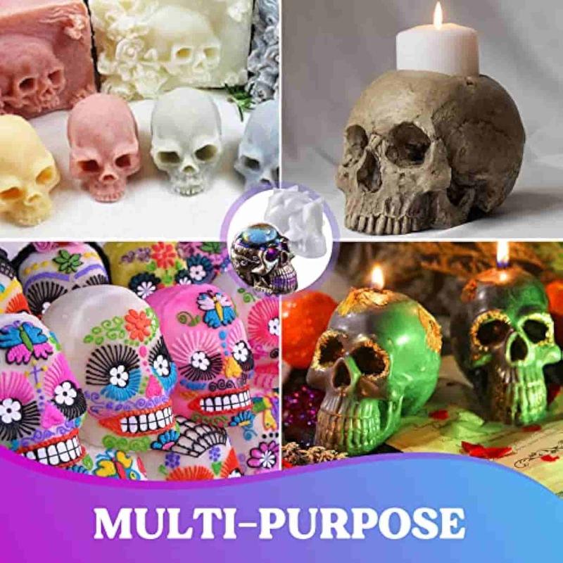 Resin Molds Silicone, 1 Count Large Silicone Skull Epoxy Molds with 4 Count Small Skeleton Epoxy Resin Molds for Resin Casting Art Crafts, Candle Making, Home Decor, Pendants, Keychains - LET'S RESIN