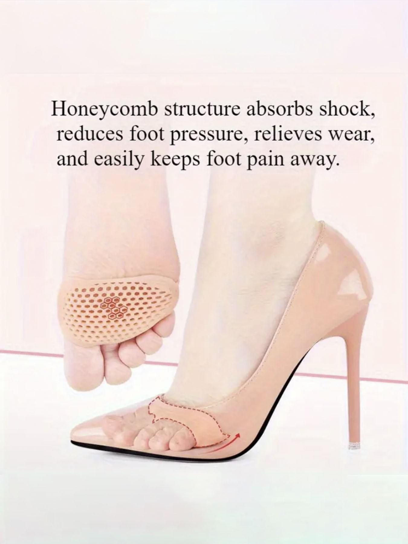 2 Pairs Honeycomb Silicone Soft Forefoot Pads, Anti-Slip Breathable Heel Pain Relief Insoles, Shoe Insoles