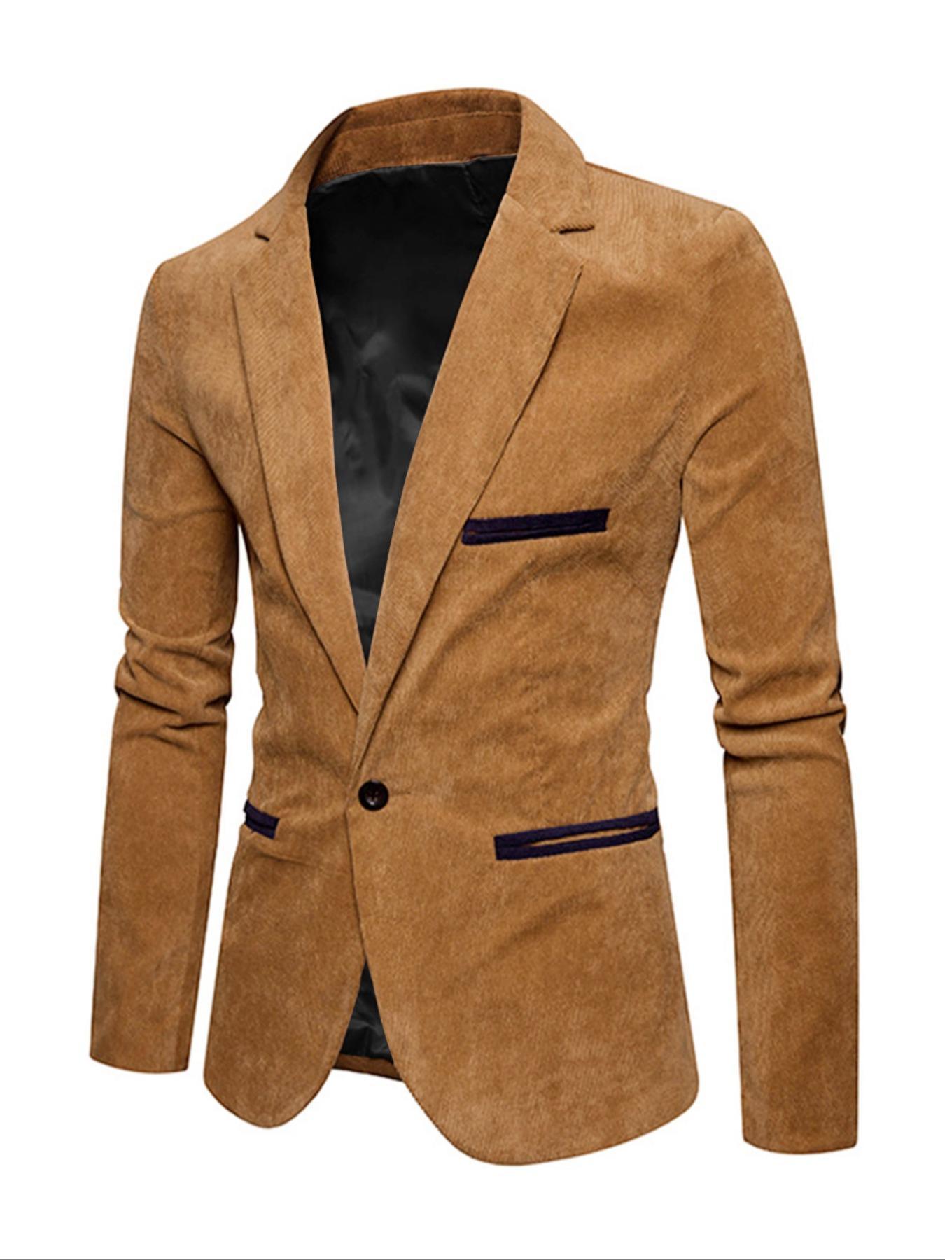 Men's Colorblock Blazer Jacket, Long Sleeve Casual Suit Coat, Fashionable Versatile Outerwear for Any Occasion