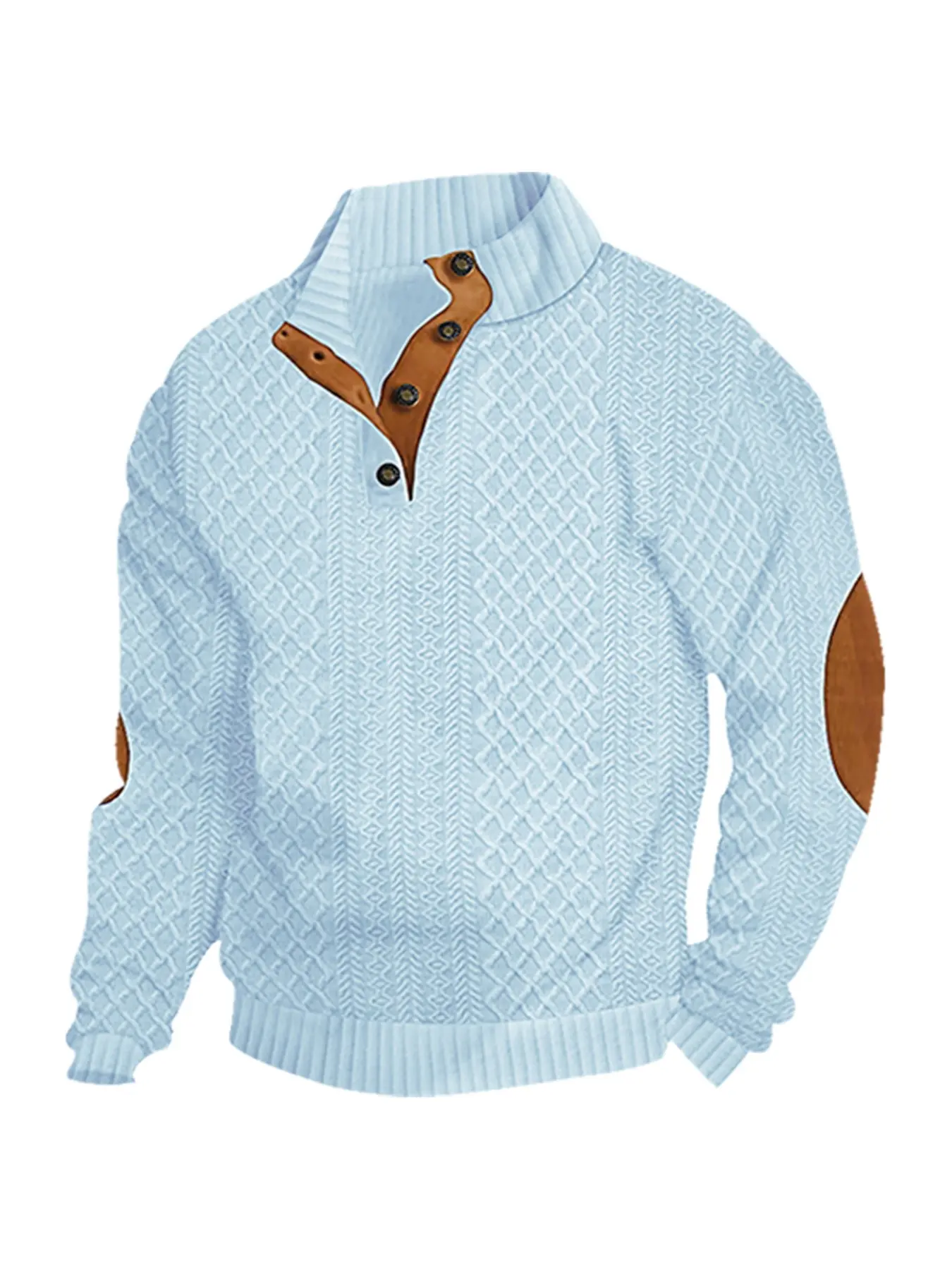 Men's retro casual color-matched jacquard button-up pullover hoodie, regular fit casual long-sleeved pullover with hood, suitable for spring and autumn seasons, fashionable men's knitwear, the top choice for daily wear