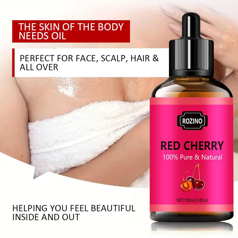 Rozino Red Cherry Essential Oil - Improve Dry Skin, Lock Moisture & Soothe Redness Body Care Soothing dry body oil curly hair oil treatment