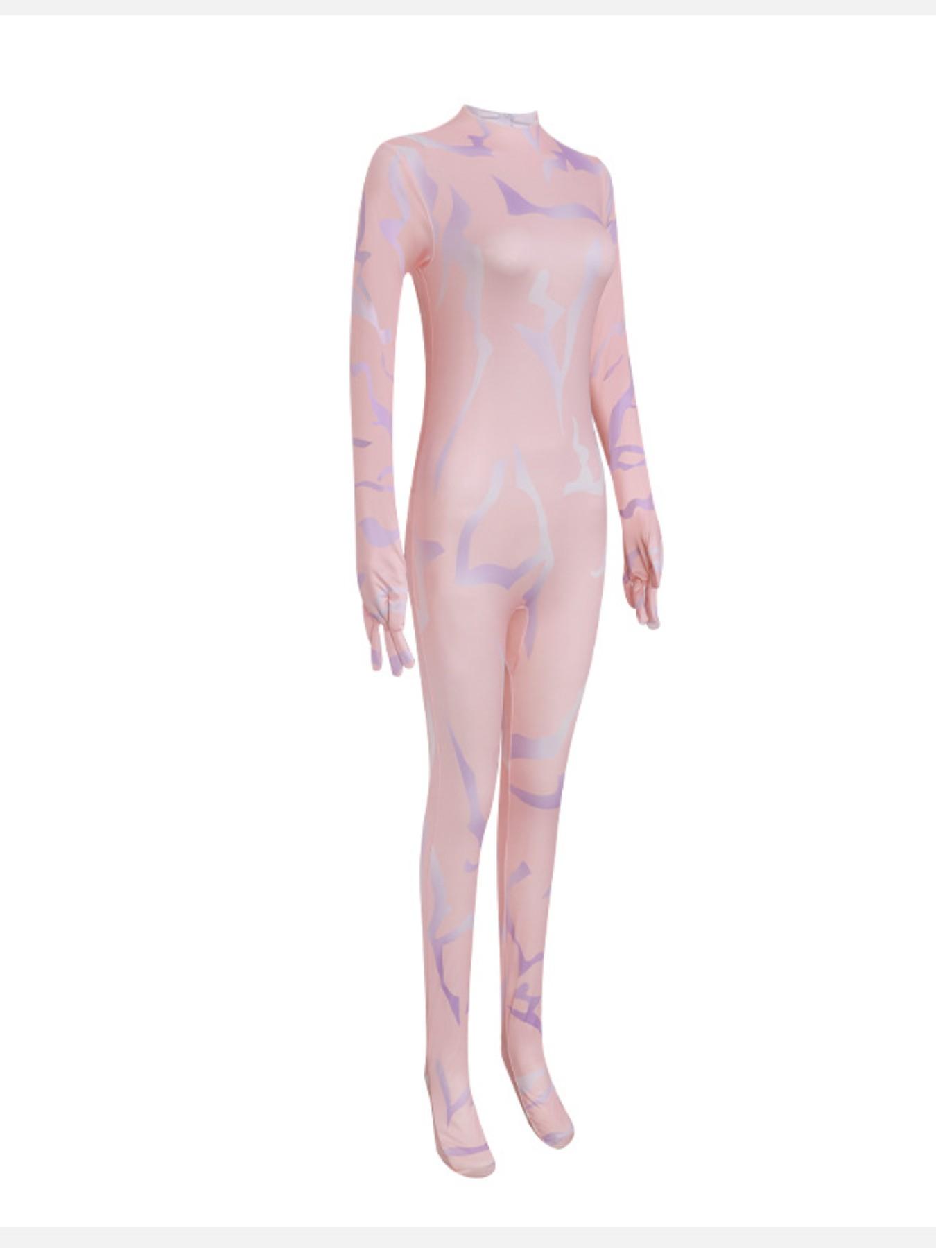 Anime Demon Role-Playing Hunter Costume Rumi Tattoo Cosplay Fitted Jumpsuit Performance Halloween Party Night Womenswear