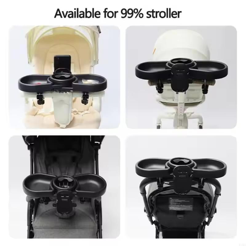 Universal Stroller Snack Tray with Phone Holder & Cup Holder, Adjustable Baby Stroller Accessory Tray, 2-in-1 Stroller Organizer for Snacks, Drinks & Phone, Fits 99% Strollers