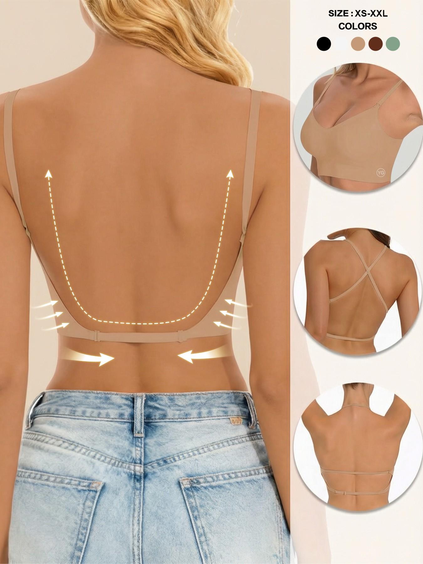 Women's Seamless Backless Bra, Multi-Strap Convertible Strap Wireless Push-Up Bra, Suitable for Wedding Dresses and Party Gowns