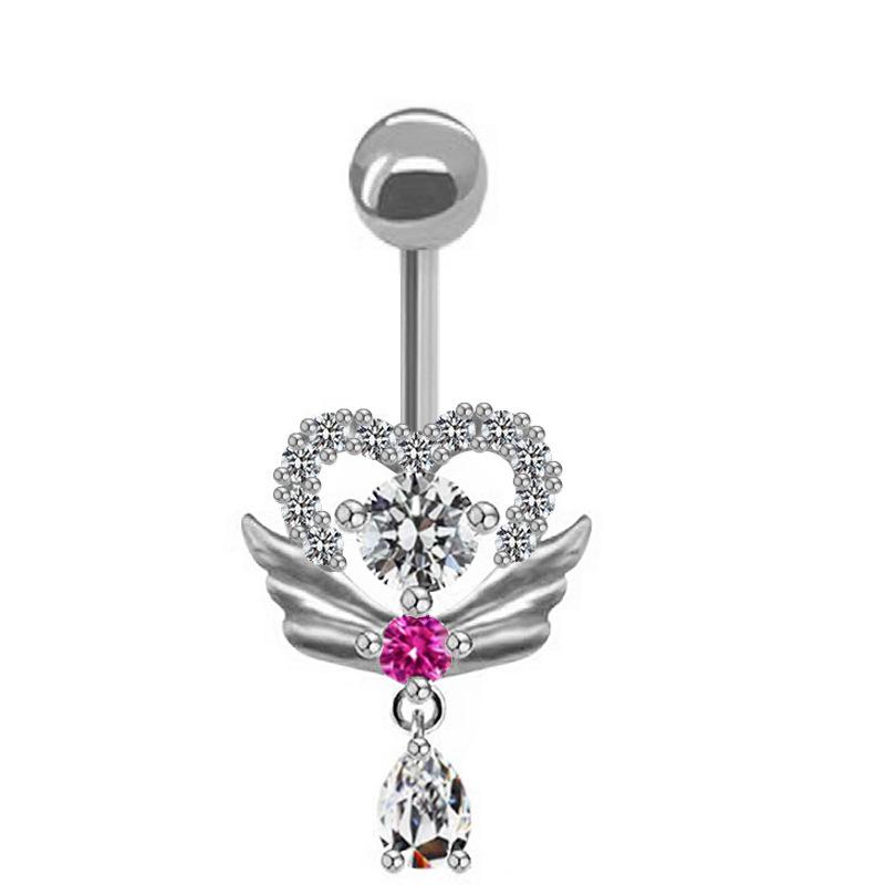 Heart-shaped navel ring, navel stud, navel ornament, water drop pendant, navel ring body piercing jewelry