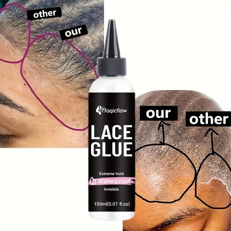 Waterproof Lace Wig Glue 150ML/5.07 Fl. Oz, Strong Hold Fast Dry Invisible, No Odor Easy Removal, Hair Adhesive for Wigs
