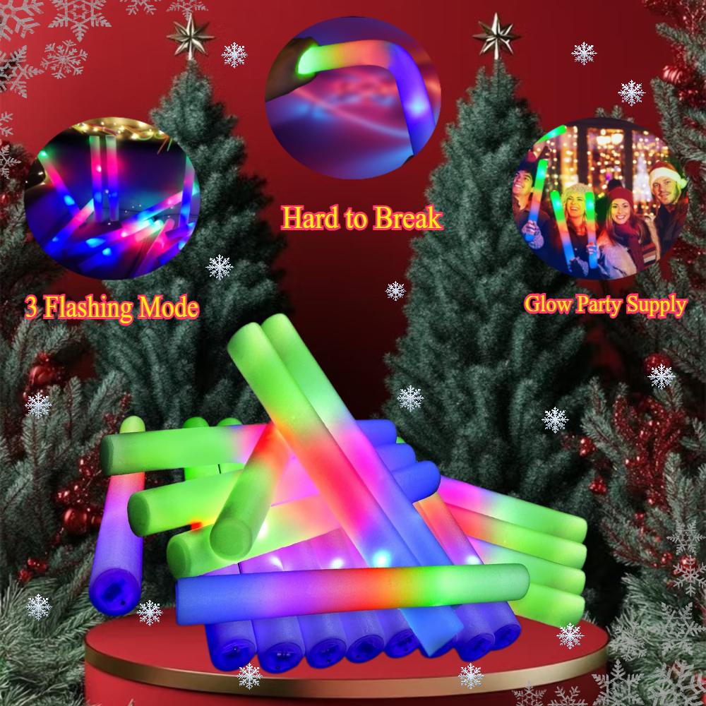 67pcs  LED foam glow sticks - multi color flashing mode, battery powered Christmas Party Gift, Outdoor Glow Party Supplies in the Dark, Glow Party Suitable for Adults, Glow Party Gift, Holiday Carnival, Birthday Party