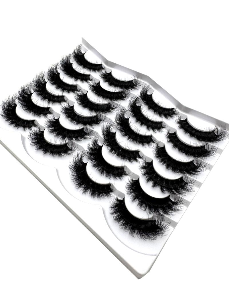 MKYDCG Dramatic Long Thick Volume 12 Pairs Cat Eye Lashes Fluffy Faux Mink 8D Wispy False Eyelashes Makeup Cosmetic Enhancer