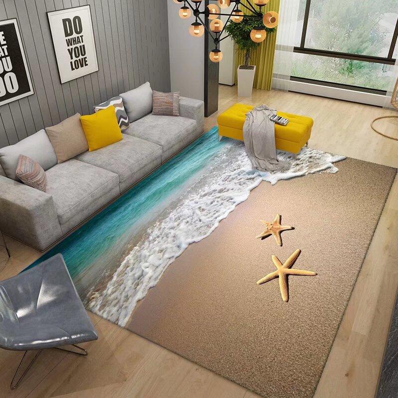 2D Ocean Wave Beach Flannel Area Rug - Realistic Sea Foam Sandy Shore Print Soft Mat for Living Room & Bedroom, Non-Slip Coastal Home Decor #OceanWaveRug #BeachSeafoamMat #CoastalHomeDecor #2DSeaCarpet #NonSlipFlannelRug