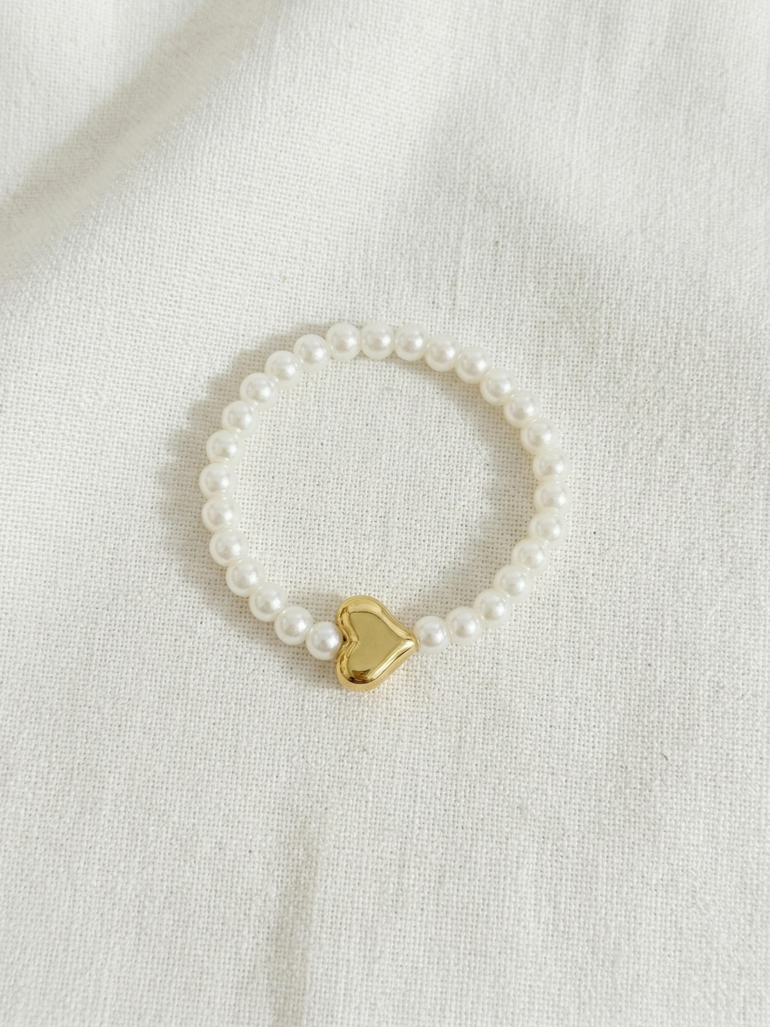 Elegant French Pearl Bracelet, Heart Pendant, Single Gift Box, Boho Style, Polyamide Material, All Seasons Accessory