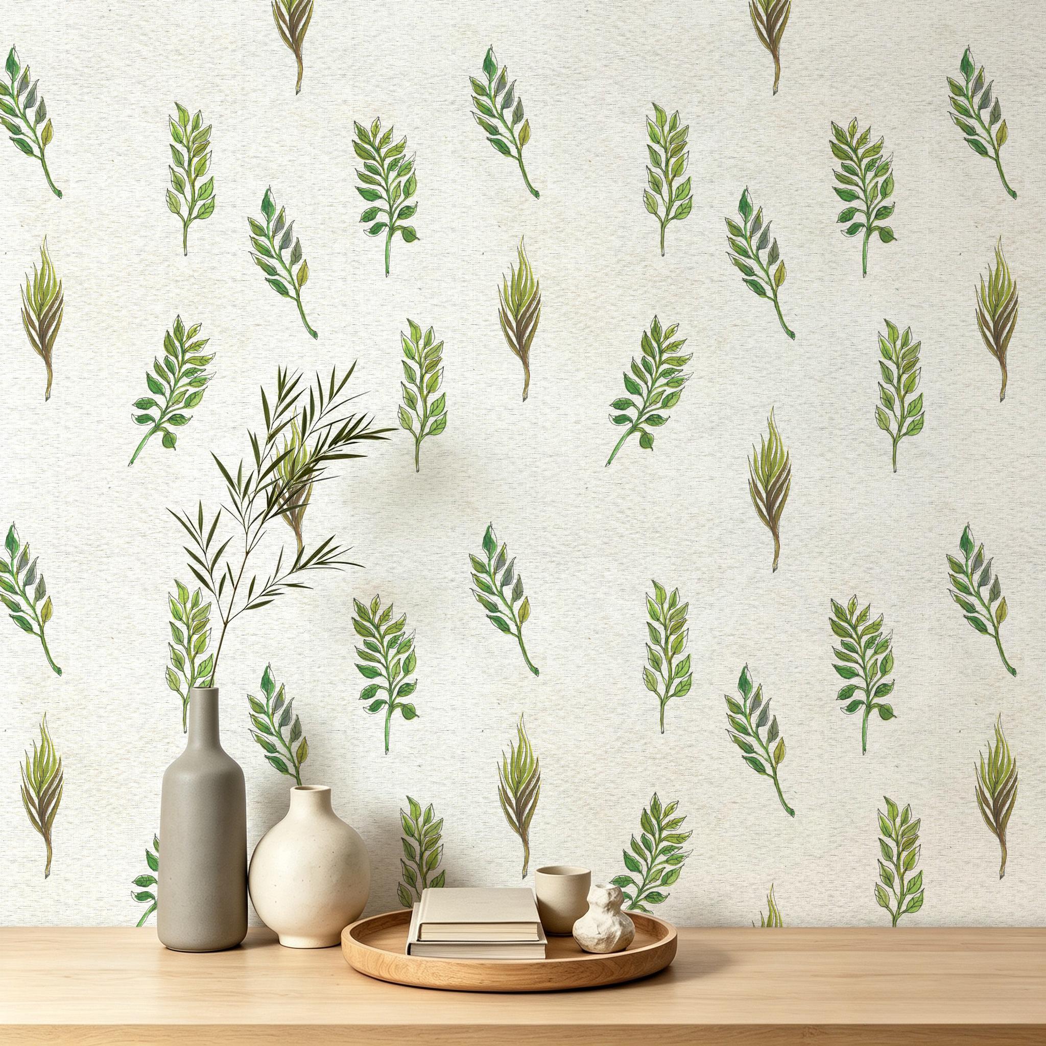 1 Roll Eucalyptus Green Leaves Peel and Stick Wallpaper 44.5cm/17.5in Wide, Waterproof Removable Color Fadeless Vinyl for Bathroom Living Room Decor, Length Options: 1m/2m/3m/5m/10m