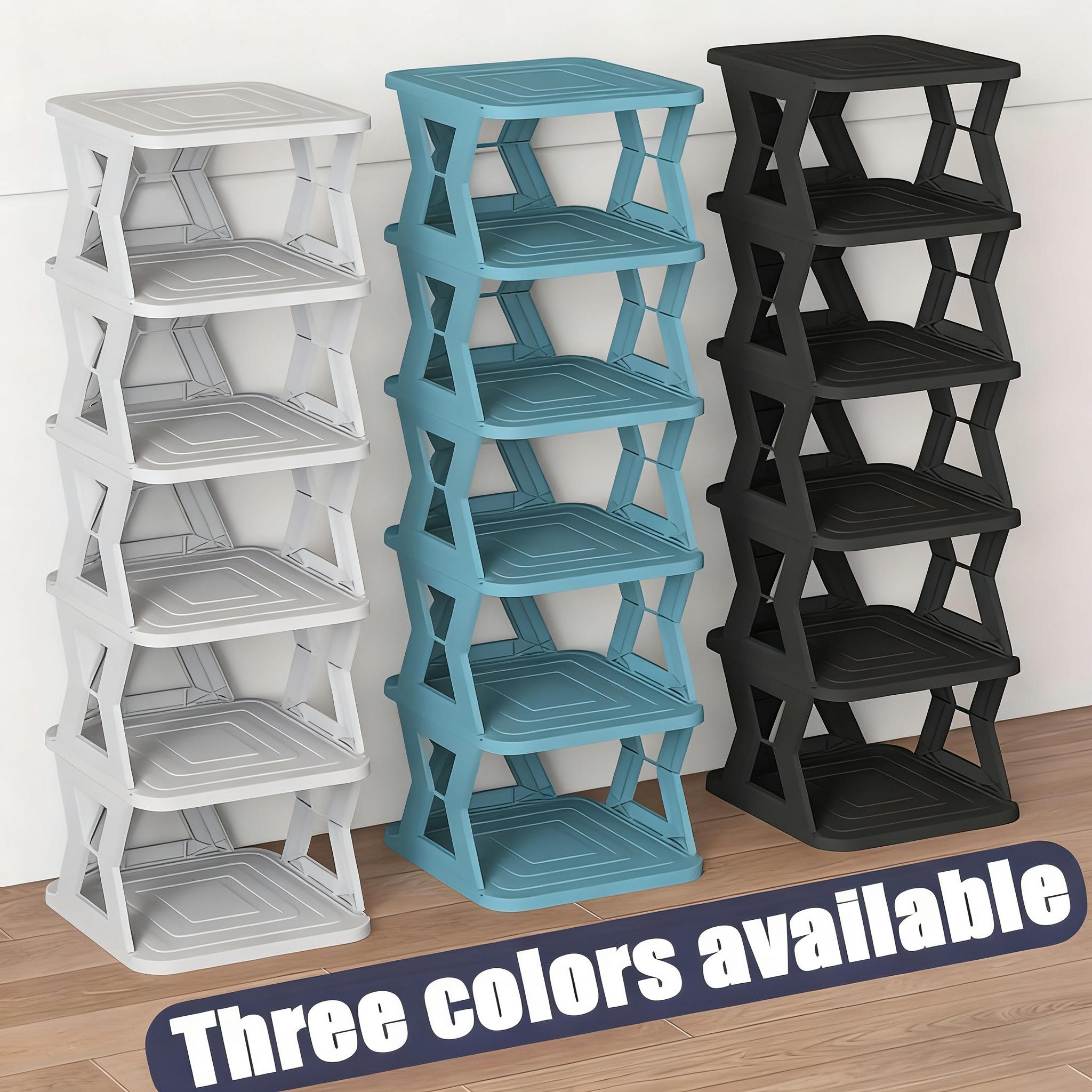 Multi layer foldable single row vertical shoe rack, Stackable shoe organizer, compact design, stable structure, space saving, can be assembled, suitable for shoe sorting and storage solutions in entrances, wardrobes, garages, Shoe Organizer