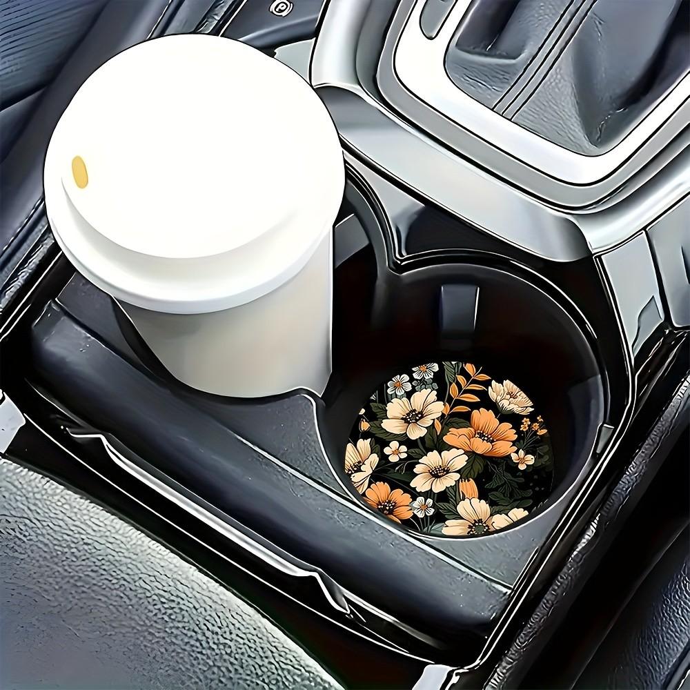 2 Pack Car Cup Holder Coasters, Flower Pattern Car Coasters for Cup Holders, Cup Holder Insert, Universal Non-Slip Car Cup Coasters , Car Accessories Interior for Women and Man