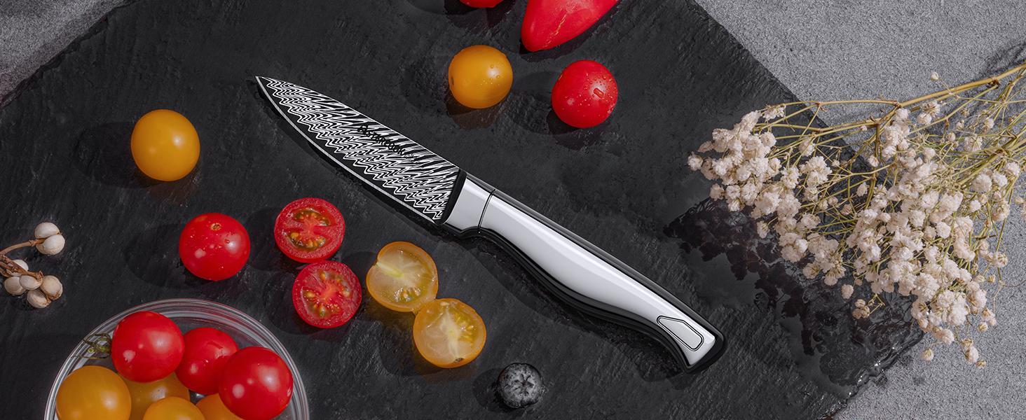 Astercook Knife Set, 14 Pieces Kitchen Knife Block Set with Built in Knife Sharpener Block, Dishwasher Safe, German Stainless Steel, Best Gift, Silver Wood Steak Wooden Astercook Knife Set, 14 Pieces Kitchen Knife Block Set with Built in Knife Sharpener Block, Dishwasher Safe, German Stainless Steel, Best Gift, Silver Wood Steak Wooden