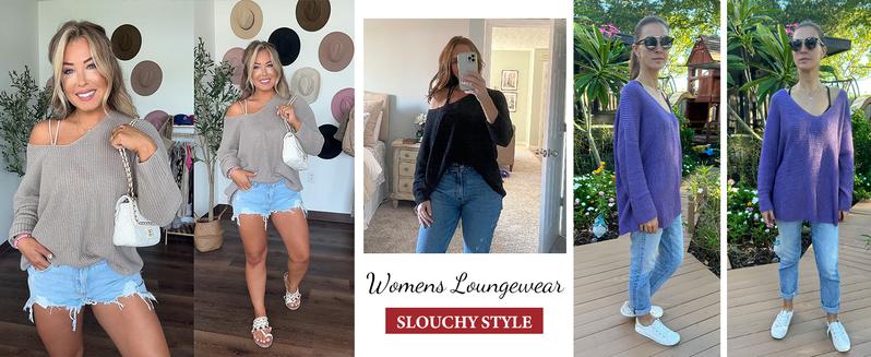 Women's Oversized Pullover Sweater V Neck Long Sleeve Knit Loose Jumper Tops