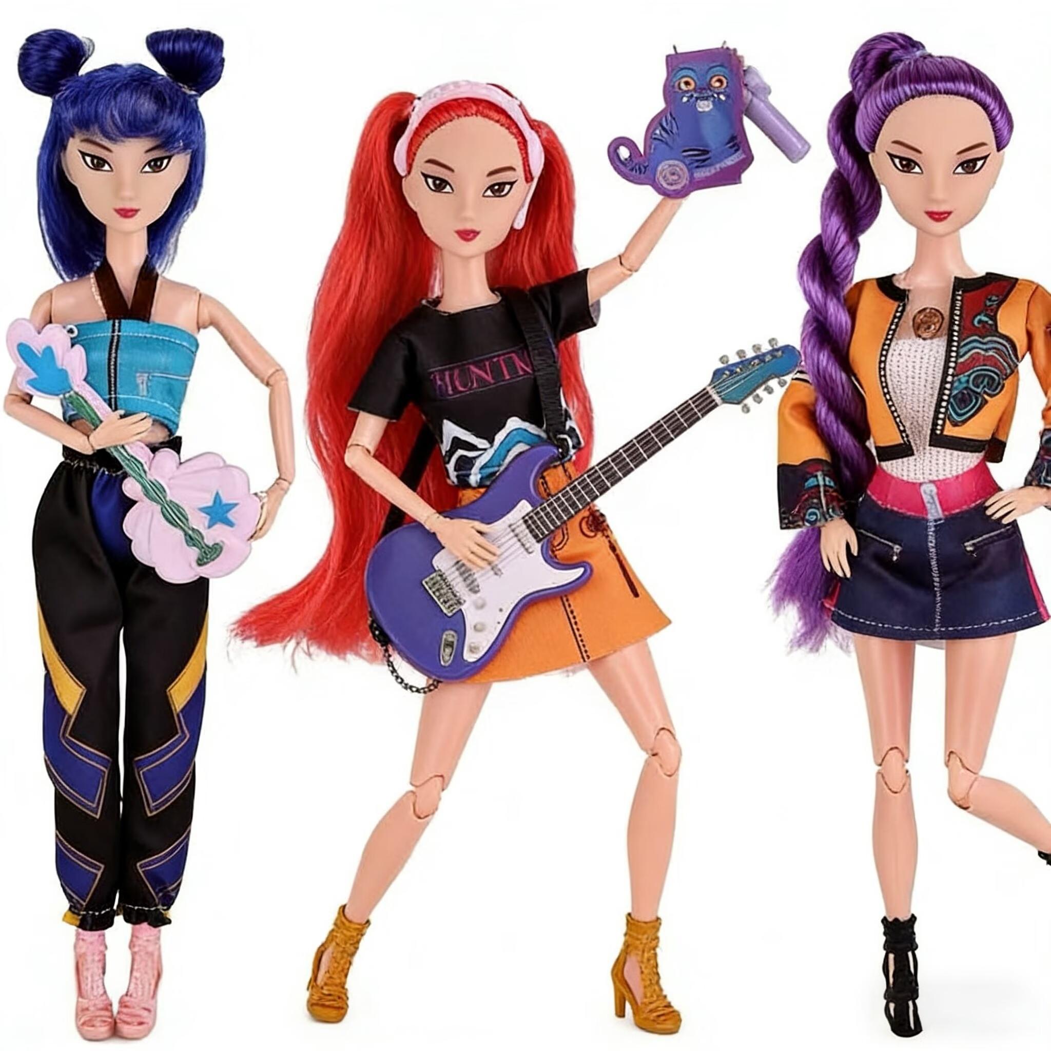 Fashion Girl Group Doll with Musical Instrument Accessories, 11.5 Inch Jointed Doll Gift, Christmas Present, Birthday Gift