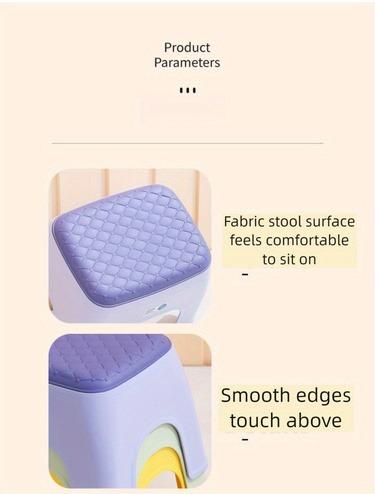 1pc Luxury Leather Texture Plastic Stool, Non-Slip Load-Bearing Home Living Room Bathroom Seat, Stackable Space Saving Camping Portable Chair