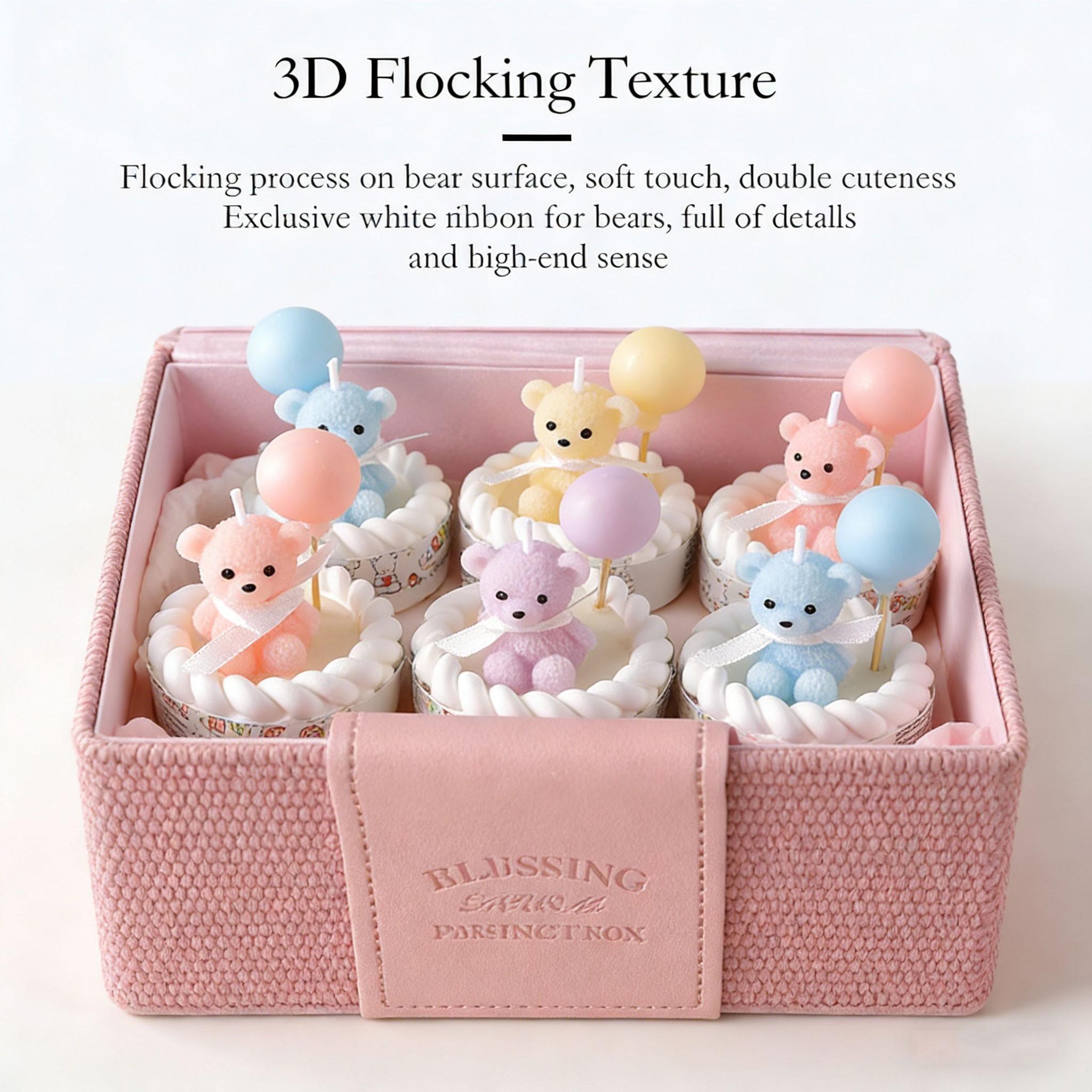 Cute Bear Scented Candle, Macaron Colors, Long-Lasting Gentle Fragrance, Cake Shape Decor, Perfect for Birthday Gifts, Party Decor, Home Aromatherapy