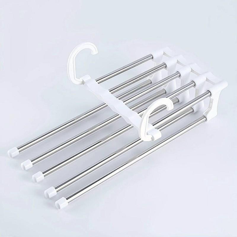 1 multi-layer pants rack, plastic and stainless steel storage rack, saving space for organizing wardrobes, wardrobes, bedrooms, suitable for pants, jeans, scarves