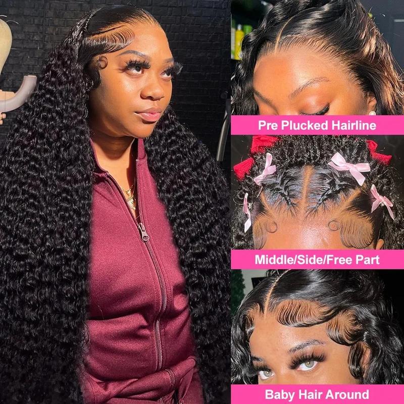 Bling Hair 13x4 Lace Front Wigs Human Hair 180% Density Wigs Kinky Curly HD Transparent Frontal Human Hair Wig Pre Plucked Natural Color