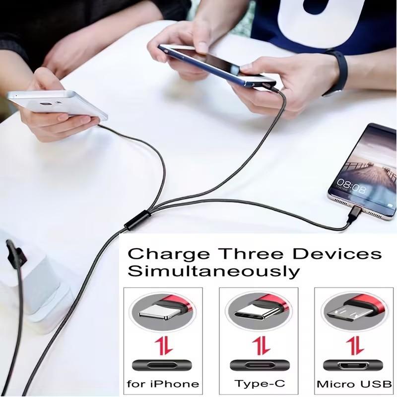 2-Pack Fast Charging Data Cables, Compatible iPhone Type-C Micro USB Devices, Nylon Braided Anti-Tangle Design, Fits Samsung Xiaomi Oppo Vivo Redmi